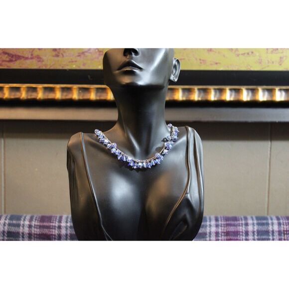 Lia Sophia Blue Aurora Borealis Glass Beaded Dangle Necklace - Picture 5 of 8